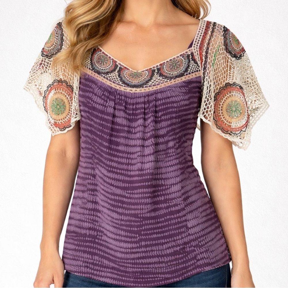 Language Purple Top. NWOT. Size S/P